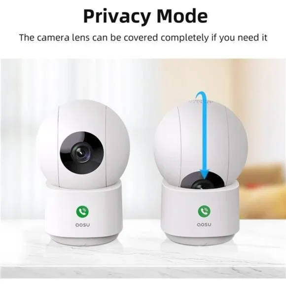 2K Security Camera Indoor, Baby Monitor Pet Camera 360-Degree for Home Security